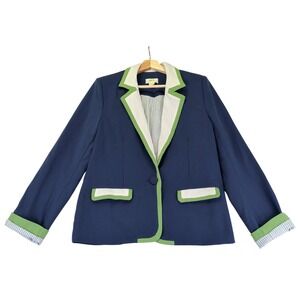 Maeve‎ Anthropologie Colorblock Blazer Jacket Academia Trim Women's Small